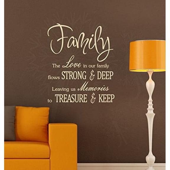 Family Love Memories to Treasure Keep Wall Decals Vinyl Sticker for Home Decor, Beige, 19 x 23