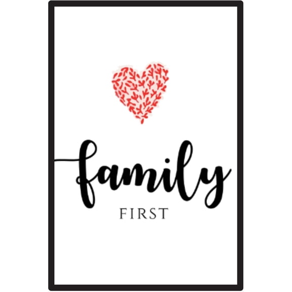 Family Love Heart Poster - 11x17 Unframed Minimalist Poster - Family Love Sign for Bedroom Wall Decor and Kids Room Decor