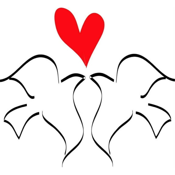 Family Lovely Love Wall Decal Decoration Cute Love Birds Kissing Lasts Years and Easily Removable - Size: 20 In(W) x 20 In(H)
