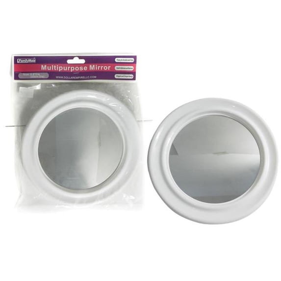 Family Maid 23381 9.8 in. x 1.1 ft. Round Mirror, White - Pack of 72