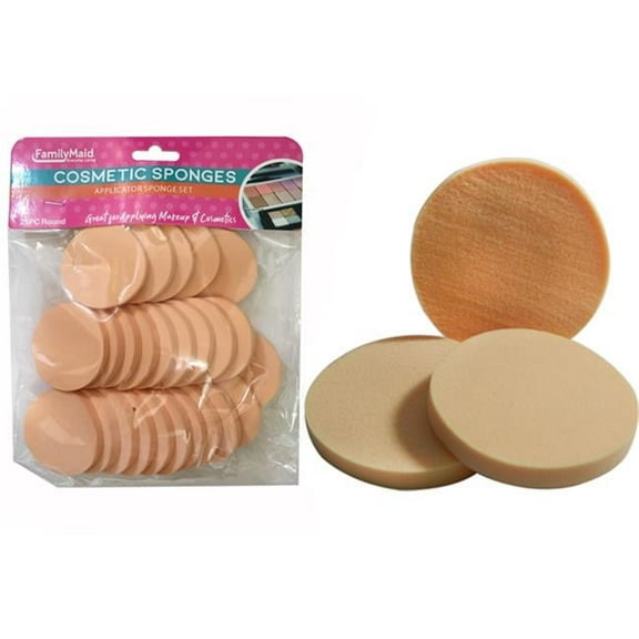 Family Maid 23765C 23765A, 23117 Round Cosmetic Sponge - 25 Piece - Pack of 96
