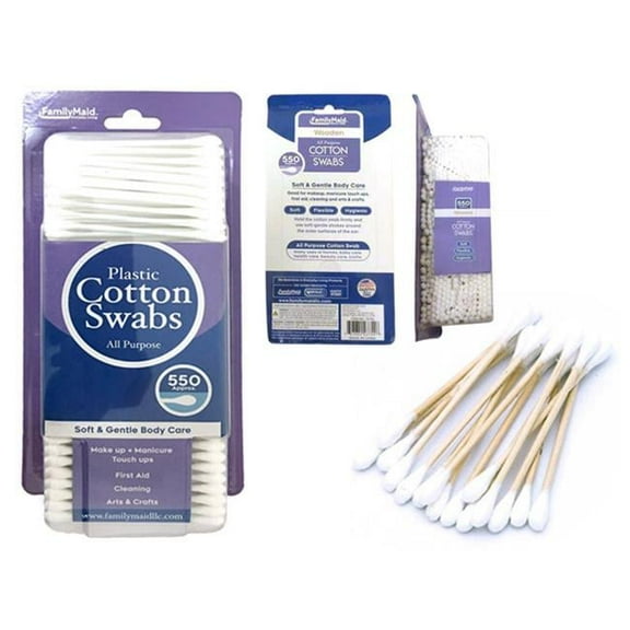 Family Maid 23797 Plastic Cotton Swab - 550 Piece - Pack of 72