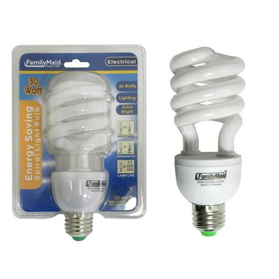 Family Maid 33682F 30W Spiral Energy Saving Light Bulb 33652 & 33862 - Pack of 72