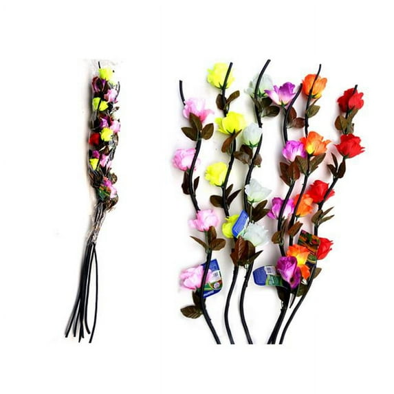 Family Maid 4 Heads Long Stem Rose Flower, Red, Pink, White, Yellow & Purple - Pack of 144