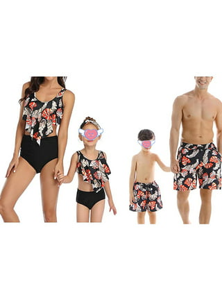 Family Matching Swimwear Floral Leopard Mother Daughter Father Son