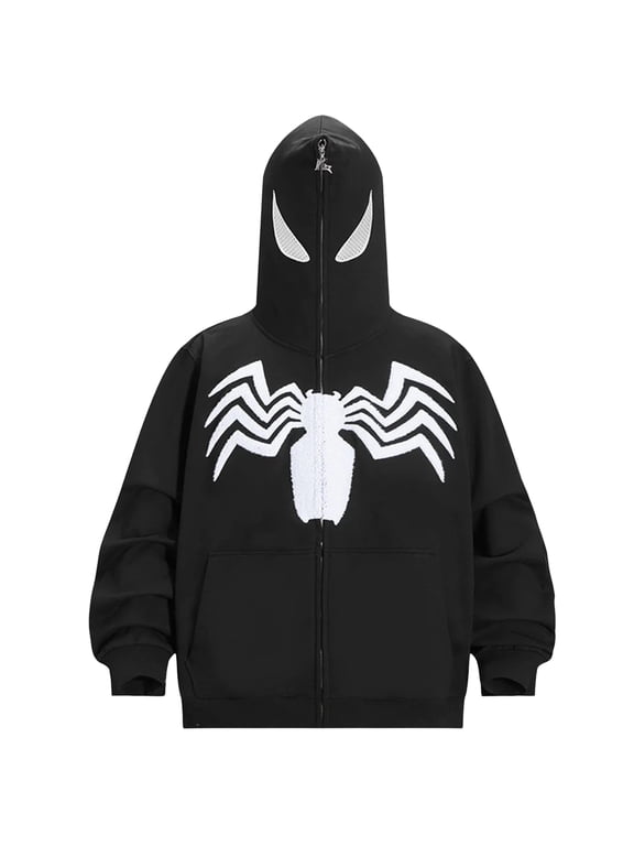 Family Matching Chenille Applique Full-Zip Hoodie with Mask-Up Hood, Embroidered Graphic Casual Zip-Up Sweatshirt Jacket for Daily, Multicolor, 120