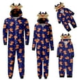 thumbnail image 1 of Family Matching Christm Pajam Parent Kids Long Sleeve Elk Antler Hooded Romper Zip Up Jumpsuits, 1 of 10