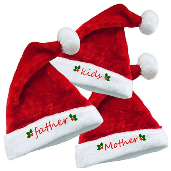 Family Matching Christmas Hat Santa Caps Personalized Party Fluffy Hat