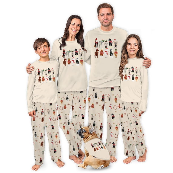Family Matching Christmas Pajama Set, Festive Horse and Holiday Design