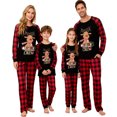 thumbnail image 1 of Family Matching Christmas Pajama Set, Reindeer Long Sleeve Tops Elastic Waist Plaid Pants, 1 of 7