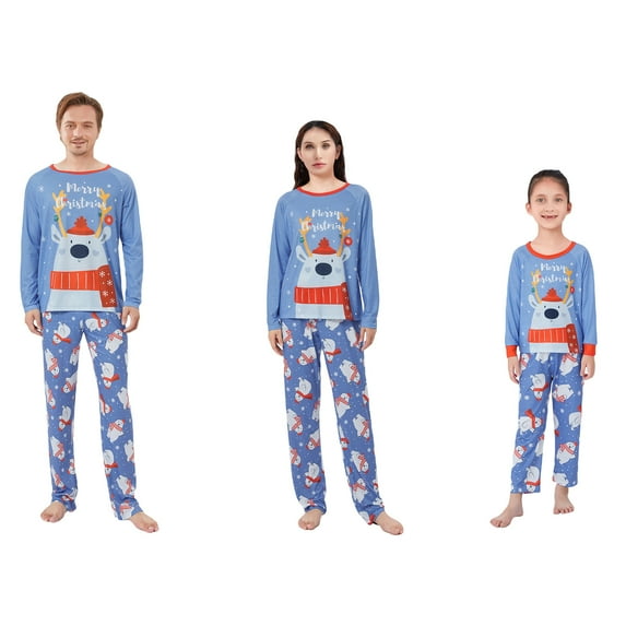 Family Matching Christmas Pajamas Baby Romper/Deer Letter Pattern Long Sleeve Tops and Pants Sleepwear Set