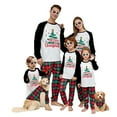thumbnail image 1 of Family Matching Christmas Pajamas, Baby Romper/Dog Clothes/Letter Stars Print Long Sleeve Tops and Plaid Pants Sleepwear Set, 1 of 10