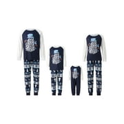 CAITZR Family Matching Christmas Pajamas, Baby Romper/Letter Print Long Sleeve Tops + Stripe Snowflake Snowman Print Pants Loungewear