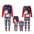 thumbnail image 1 of Family Matching Christmas Pajamas, Cartoon Snowman Print Long-Sleeved Tops + Christmas Tree Pattern Trousers/Romper, 1 of 10