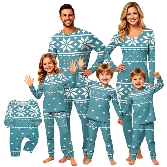 Family Matching Christmas Pajamas, Christmas TreeLetter Print Long-Sleeved Tops and Plaid Trousers Sleepwear Outfits