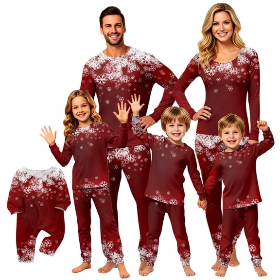 Family Matching Christmas Pajamas, Christmas TreeLetter Print Long-Sleeved Tops and Plaid Trousers Sleepwear Outfits