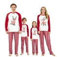 thumbnail image 1 of Family Matching Christmas Pajamas Deer Pattern Long Sleeve Tops Plaid Pants Sleepwear Set, 1 of 7