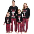thumbnail image 1 of Family Matching Christmas Pajamas Deer Print Pullover Top Plaid Pant Sleepwear Set, 1 of 7
