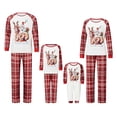 thumbnail image 1 of Family Matching Christmas Pajamas, Deer Santa Print Long-Sleeved Tops + Plaid Pattern Trousers Sleepwear Outfits, 1 of 8