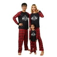 thumbnail image 1 of Family Matching Christmas Pajamas, Elk Letter Print Long-Sleeved O-Neck Tops + Plaid Pattern Trousers, 1 of 10
