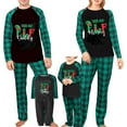 thumbnail image 1 of Family Matching Christmas Pajamas, Letter  Elf Boot Print Long-Sleeved Round Neck Tops + Plaid Pattern Trousers Sleepwear, 1 of 4