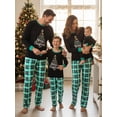 thumbnail image 1 of Family Matching Christmas Pajamas, Letter Leaf Print Long-Sleeved Round Neck Tops + Plaid Pattern Trousers Sleepwear Outfits, 1 of 10