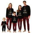 thumbnail image 1 of OupKisx Family Matching Christmas Pajamas Letter Print Long-Sleeved Tops Plaid Pant Sleepwear Outfits for Women, 1 of 7