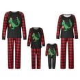 thumbnail image 1 of Family Matching Christmas Pajamas, Long-Sleeved Cartoon Dinosaur Print Tops + Plaid Pattern Trousers Sleepwear Outfits, 1 of 10