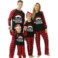 thumbnail image 1 of Family Matching Christmas Pajamas, Long-Sleeved Letter Print Round Neck Tops + Plaid Pattern Trousers Sleepwear Outfits, 1 of 7