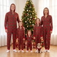 thumbnail image 1 of Family Matching Christmas Pajamas Plaid Hooded Long Sleeve Jumpsuit One Piece Sleepwear with Dog, 1 of 10