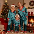 thumbnail image 1 of Family Matching Christmas Pajamas Satin Christmas Pajamas Long Sleeve Button down Holiday Home Sleepwear Set Matching Family Christmas Outfits Womens Christmas Pajamas, 1 of 4