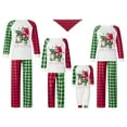 thumbnail image 1 of Family Matching Christmas Pajamas Set, Baby Romper/Dog Bandana/Santa Letter Print Long Sleeve Tops Plaid Pants Sleepwear Set, 1 of 10