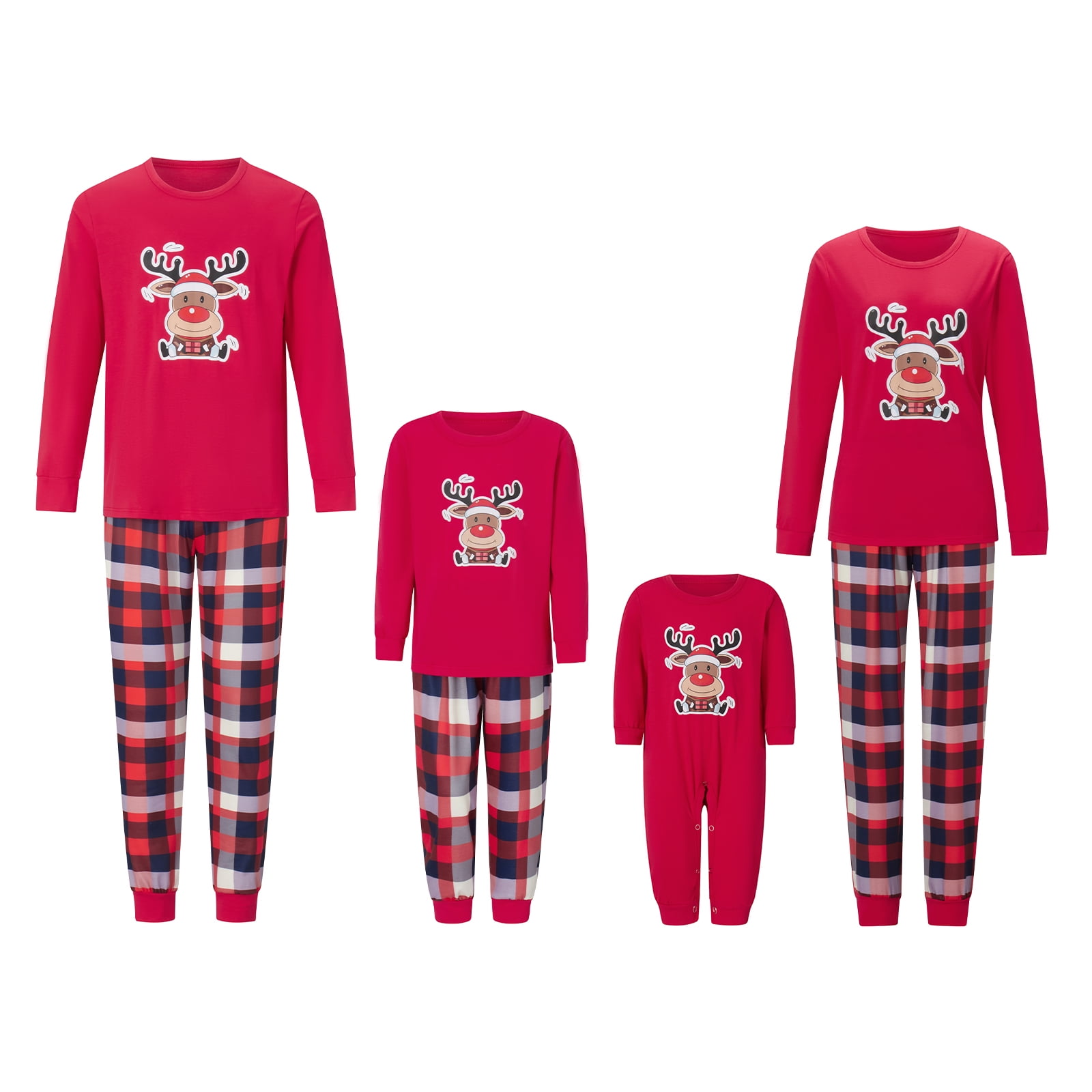 Family Matching Christmas Pajamas Set, Baby Romper/Dog Scarf/Deer Print ...
