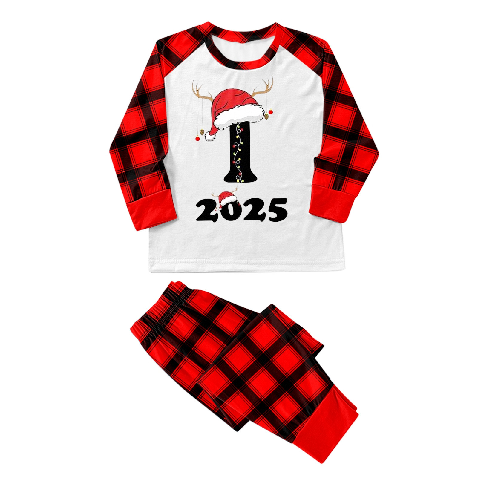Family Matching Christmas Pajamas Set Christmas Letter Plaid Print ...