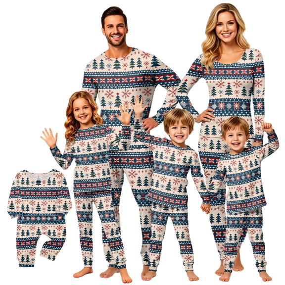 Family Matching Christmas Pajamas Set, Christmas Printed Long Sleeve Sleepwear, Soft Cozy Holiday PJs for for Family Members of All Ages Perfect for Christmas Photos & Holiday Celebrations