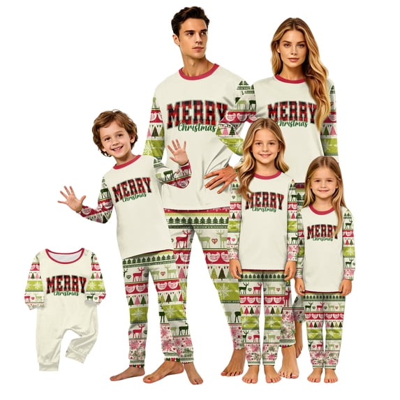 Family Matching Christmas Pajamas Set, Christmas Printed Long‑Sleeve Sleepwear, Soft Holiday PJs forfor Family Members of All Ages Perfect for Xmas Morning, Eve Photos & Festive Gatherings
