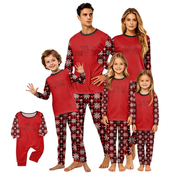 Family Matching Christmas Pajamas Set,Christmas Printed Red Long Sleeve Sleepwear, Soft Holiday PJs for Family Members of All Ages Great for Christmas Photos & Holiday Celebrations