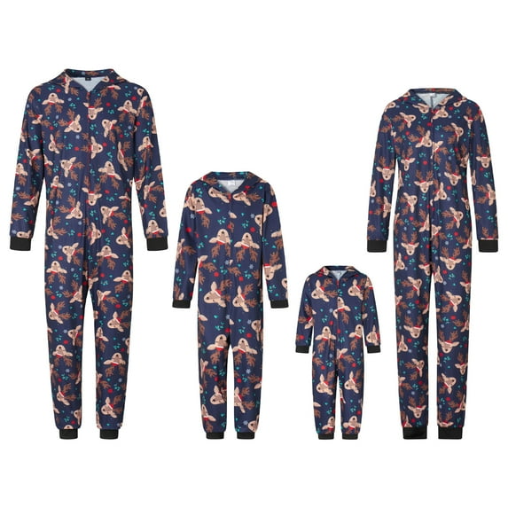 Family Matching Christmas Pajamas Set Cotton Xmas Deer Holiday Pajamas Sleepwear Dad Mom Kids PJs