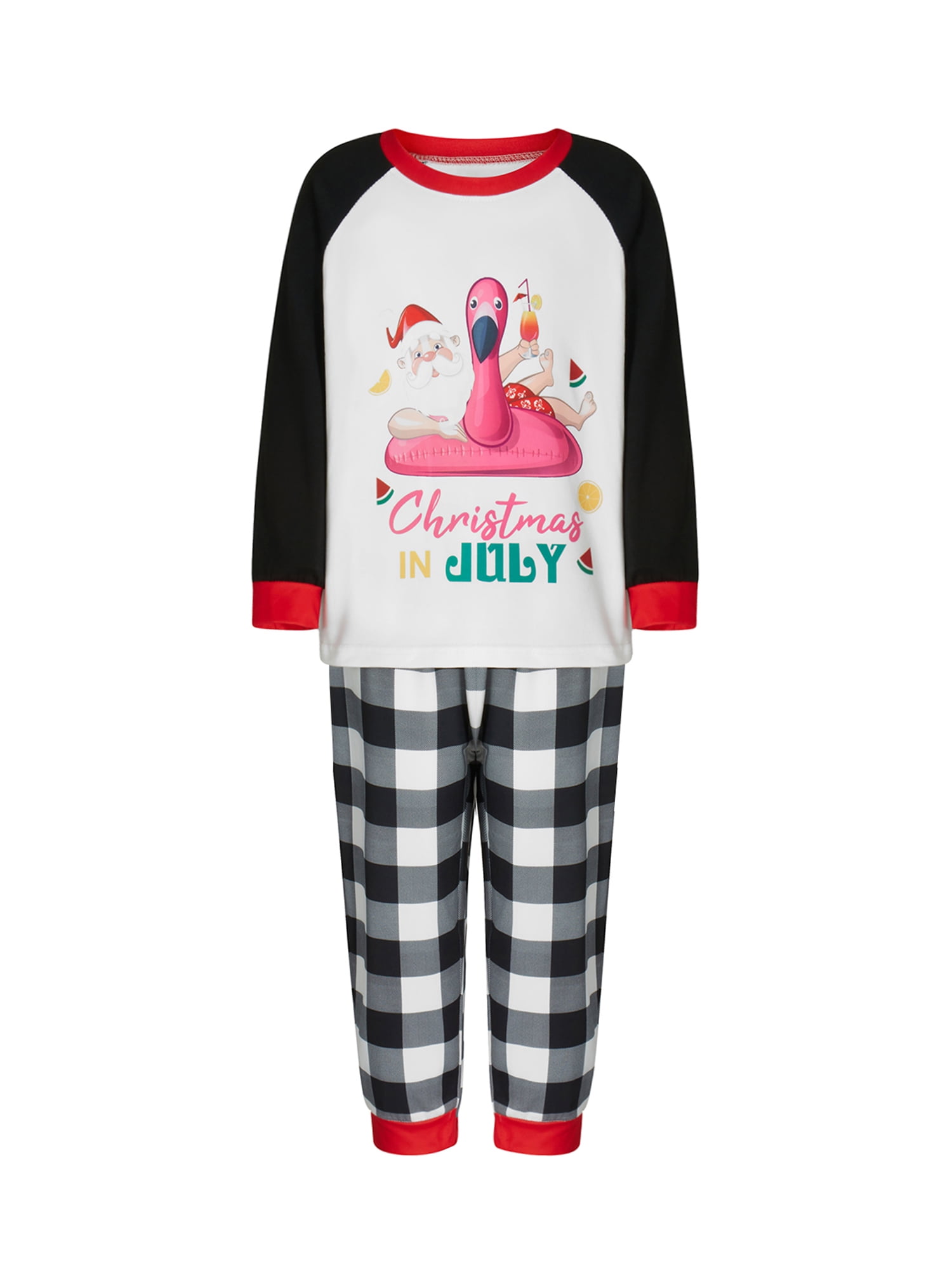 Family Matching Christmas Pajamas Set Flamingos Letter Print Long