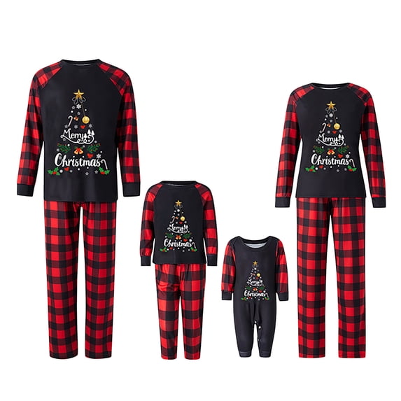 Family Matching Christmas Pajamas Set Holiday Santa Claus Sleepwear Xmas PJS Set for Couples and Kids