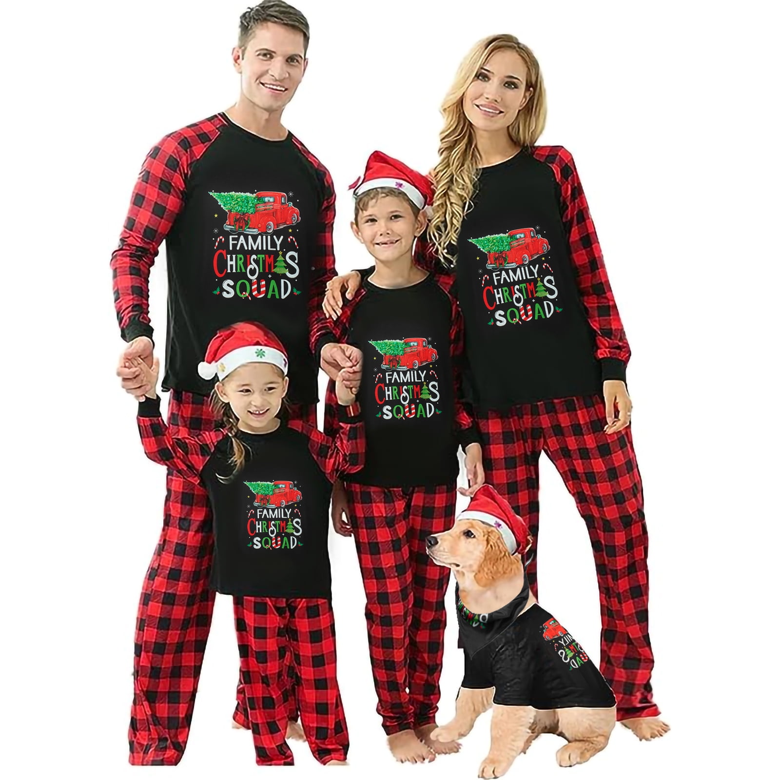 Family Matching Christmas Pajamas Set Letter Car Christmas Tree Pattern