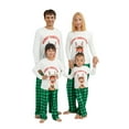 thumbnail image 1 of Family Matching Christmas Pajamas Set, Letter Elk Print O-Neck Long Sleeve Tops Plaid Long Pants for Parents Kids, 1 of 8