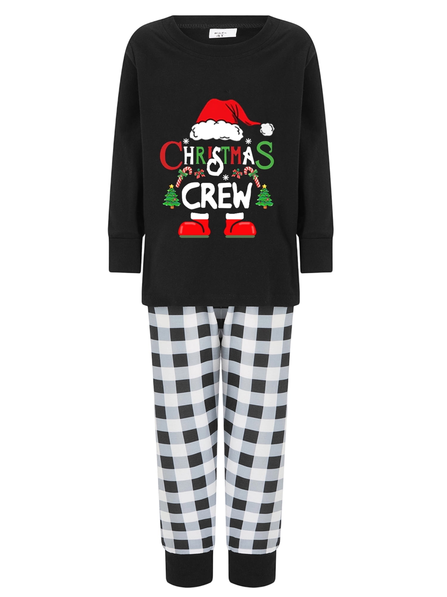 Family Matching Christmas Pajamas Set Letter Print Tops Plaid Pants ...