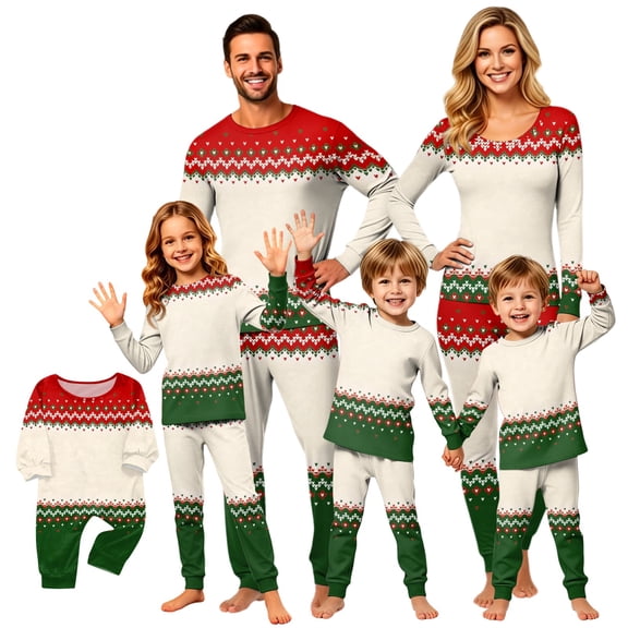 Family Matching Christmas Pajamas Set Letter Print Tops and Plaid Pants Holiday Pajamas Sleepwear Dad Mom PJs