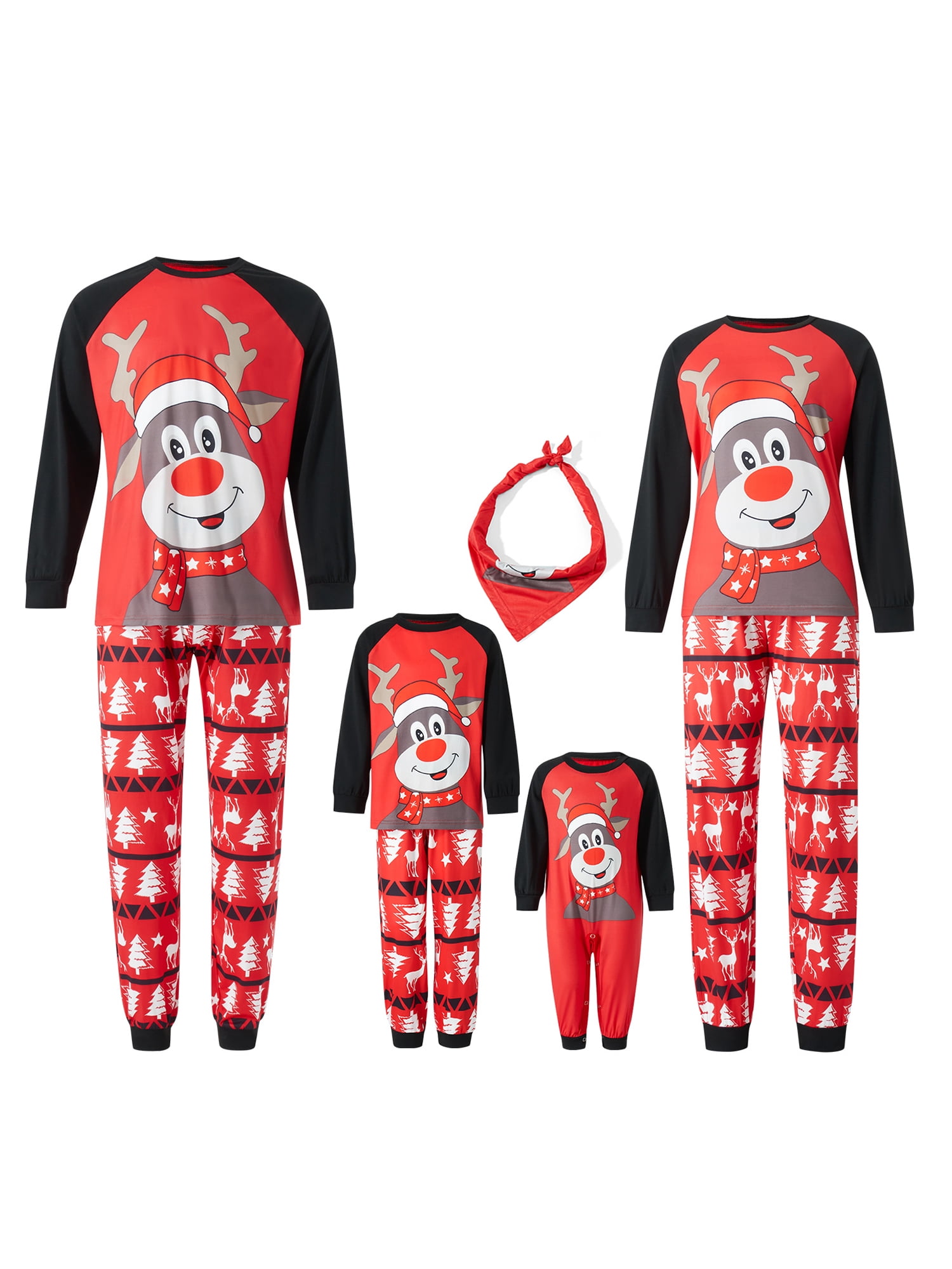 Family Matching Cartoon Scarf Elk Pajamas