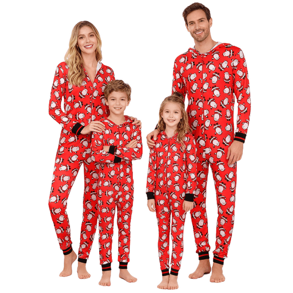 Family Matching Christmas Pajamas Set Plaid Long Sleeve Button Full Length Jumpsuit Sleepwear
