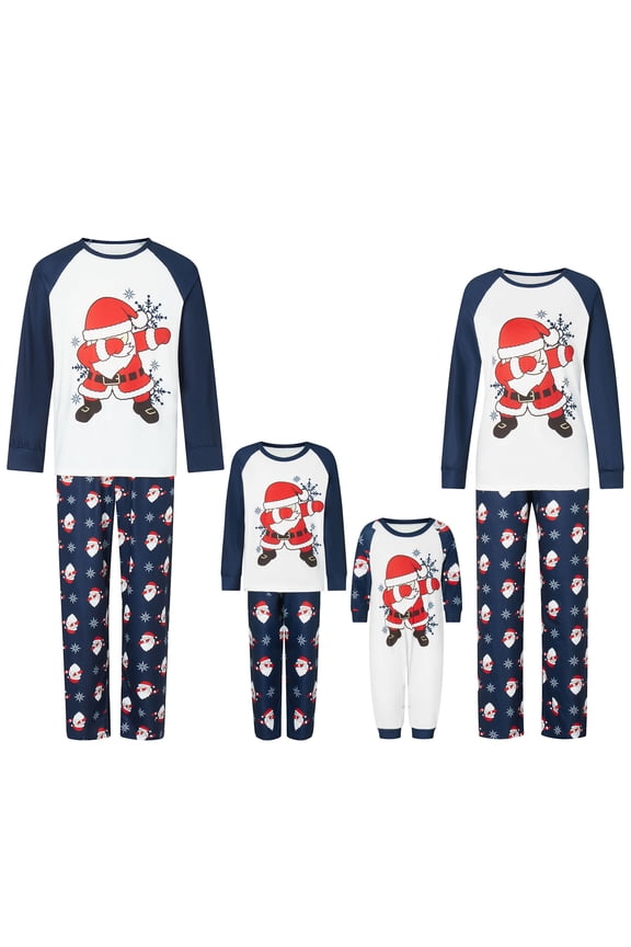 Family Matching Christmas Pajamas Set Santa Snowflake Print Holiday Pajamas Sleepwear Dad Mom Kids PJs