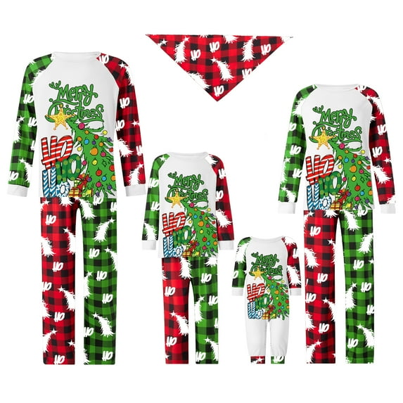 Family Matching Christmas Pajamas Set Sleepwear Jumpsuit Hoodie with Hood for Family