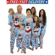 CAITZR Family Matching Christmas Pajamas Set,Snowman Printing Tops Long Pants Sleepwear