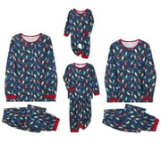 BEBIULLO Family Matching Christmas Pajamas Set String Lights Tops Pants Suit XMAS Jammies Sleepwear
